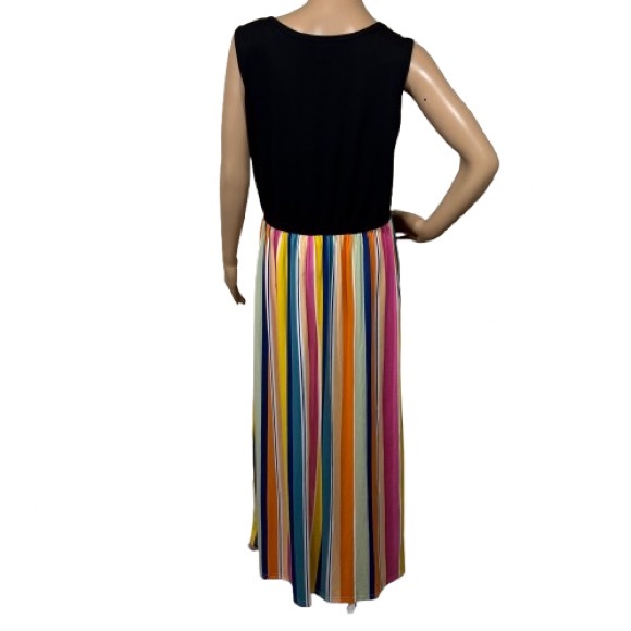 Striped Colorful Jersey Summer Maxi Dress W/ Pockets Size XL - Picture 3 of 5